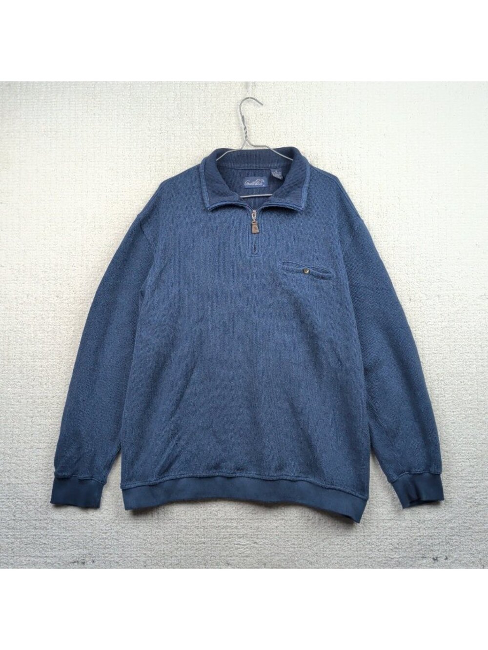 Vintage 90s Arnold Palmer Mens XL Blue Quarter Zip Pullover Knit Jacket Preppy